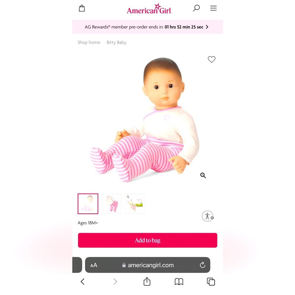 Itty baby doll made by American Doll